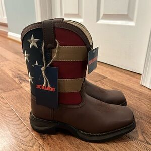 Durango Kids Star-Spangled Boots - Brown, Red, Blue